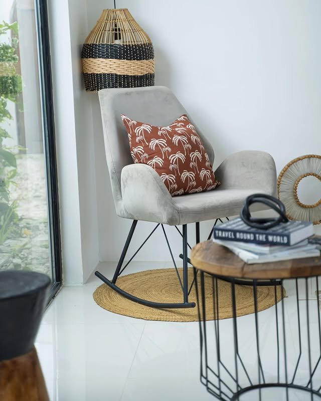 A calm reading nook in the villa's living space